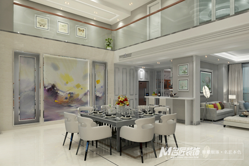 珠海市時代傾城·雙生花現(xiàn)代簡約風格復式裝修案例
